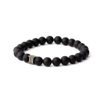Armband mit 8 mm mattem Achatstein - Deep Mat Black
